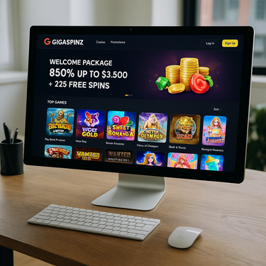 GigaSpinz Casino Desktop Interface - Clean Design and Easy Navigation